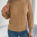 Elspeth | Women's Pointelle Cable Knit Crew Neck Sweater