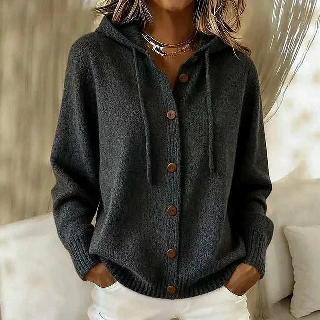Marigold | Women's Hooded Button-Front Knit Cardigan Sweater