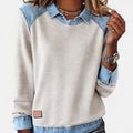 Marguerite | A Crew Neck Sweatshirt for Women, Finished with Denim Trim