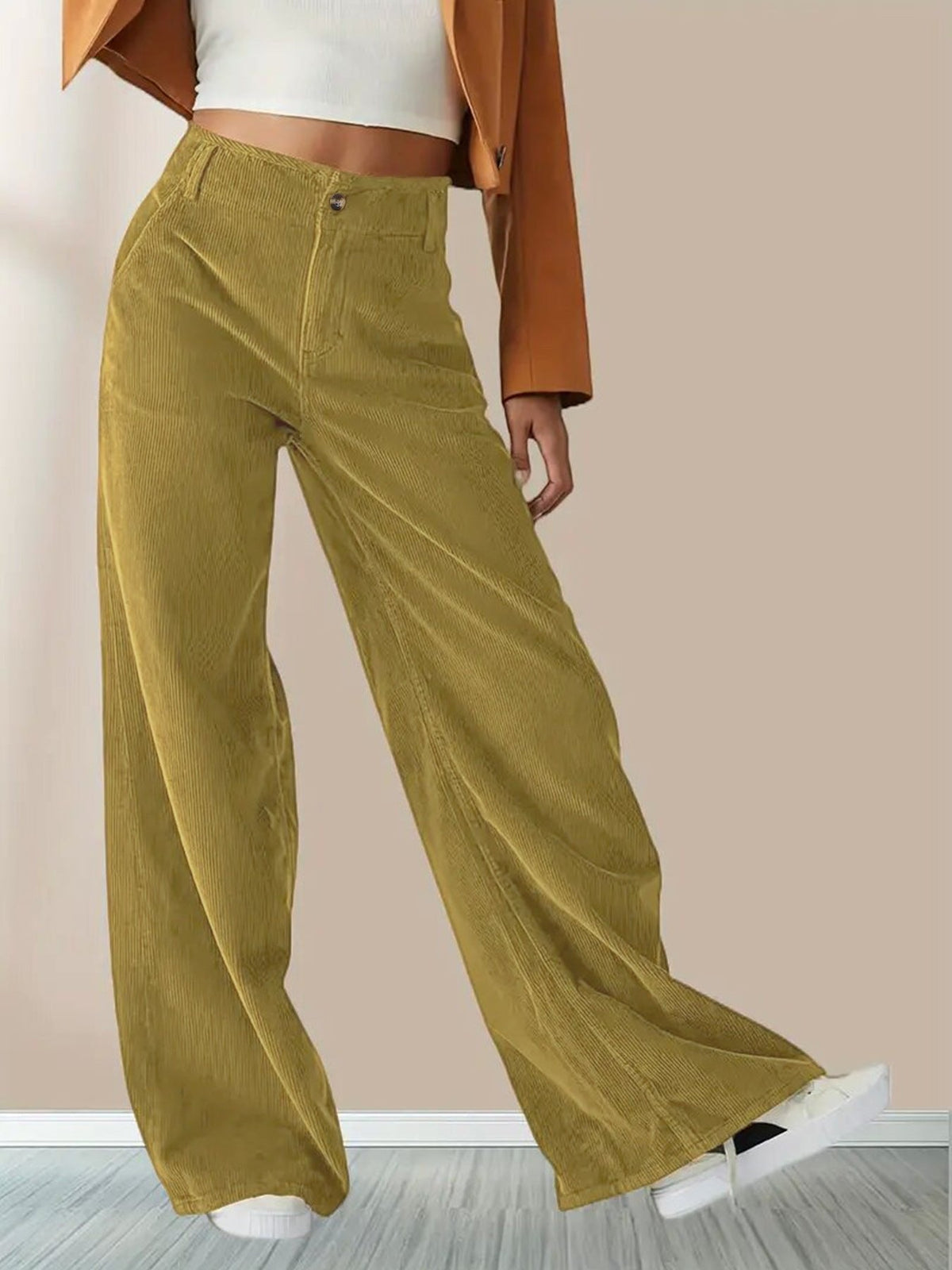 Bronwyn | Women's High Waisted Wide Leg Corduroy Pants