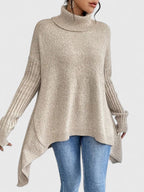 Marisette | Women's Asymmetric Hem Oversized Turtleneck Sweater