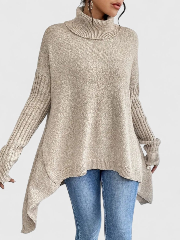 Marisette | Women's Asymmetric Hem Oversized Turtleneck Sweater