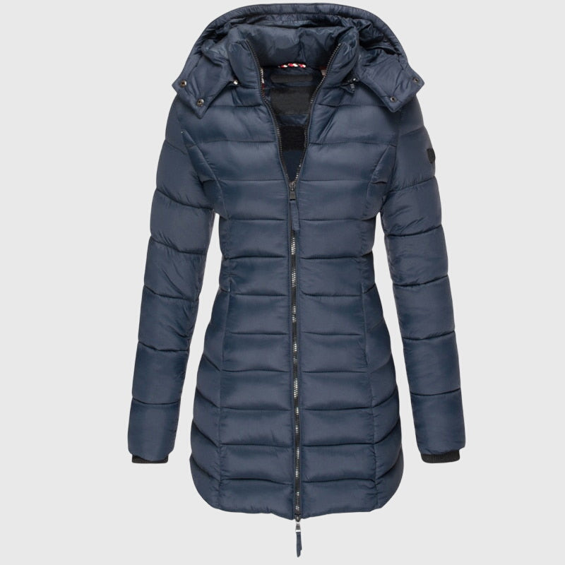 Bellamy | Women's Long Hooded Puffer Coat with Zip Front
