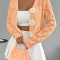 Marigold | Women's Crochet Knit Cardigan with Floral Buttons