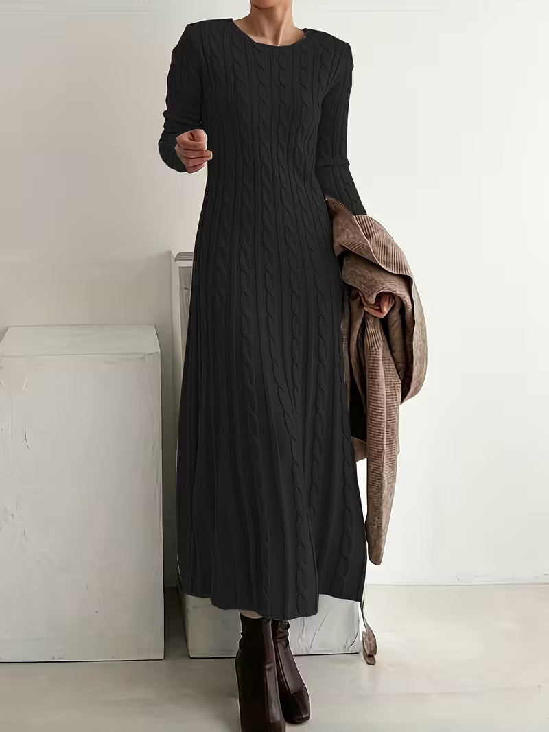 Josephine | Women's Long Sleeve Cable Knit Maxi Sweater Dress