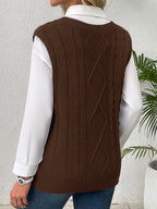 Delaney | Women's Cable Knit V-Neck Sweater Vest