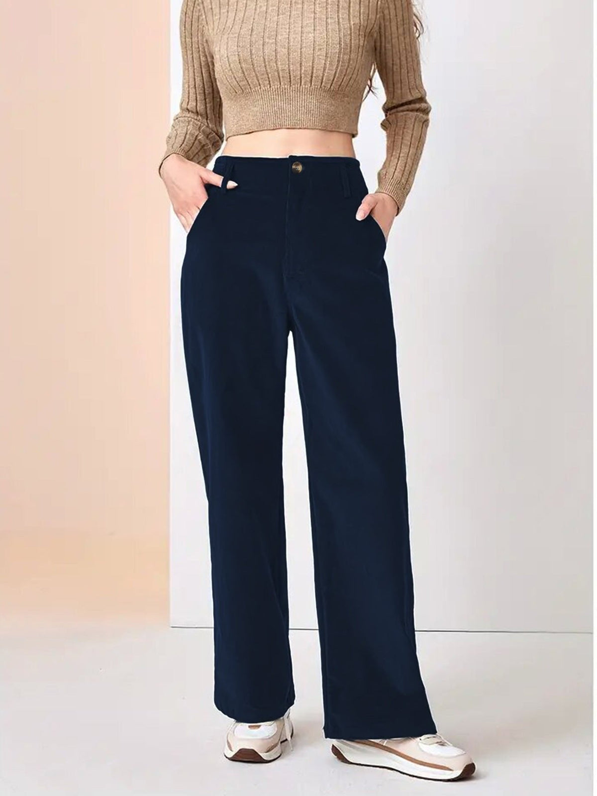 Bronwyn | Women's High Waisted Wide Leg Corduroy Pants