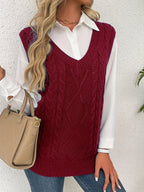 Delaney | Women's Cable Knit V-Neck Sweater Vest