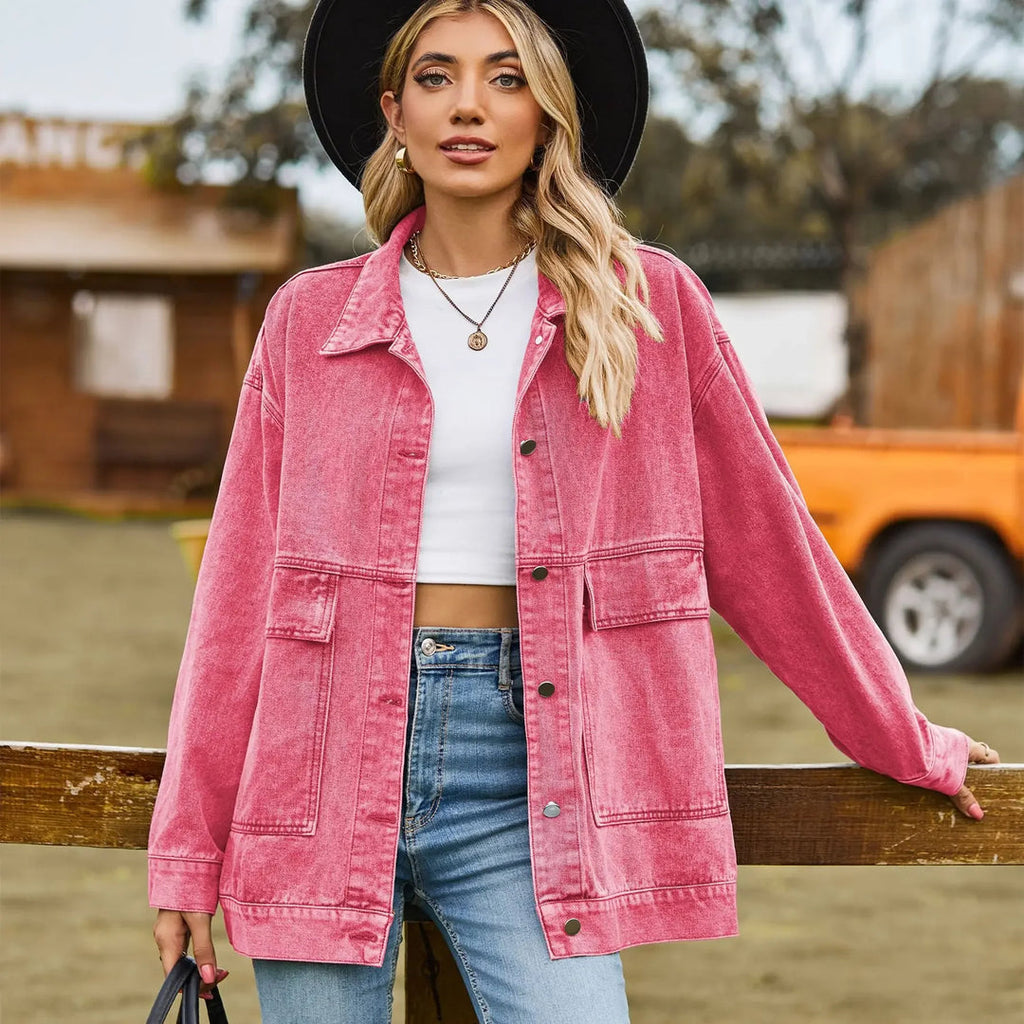Isobel | Women's Oversized Denim Shirt Jacket with Patch Pockets