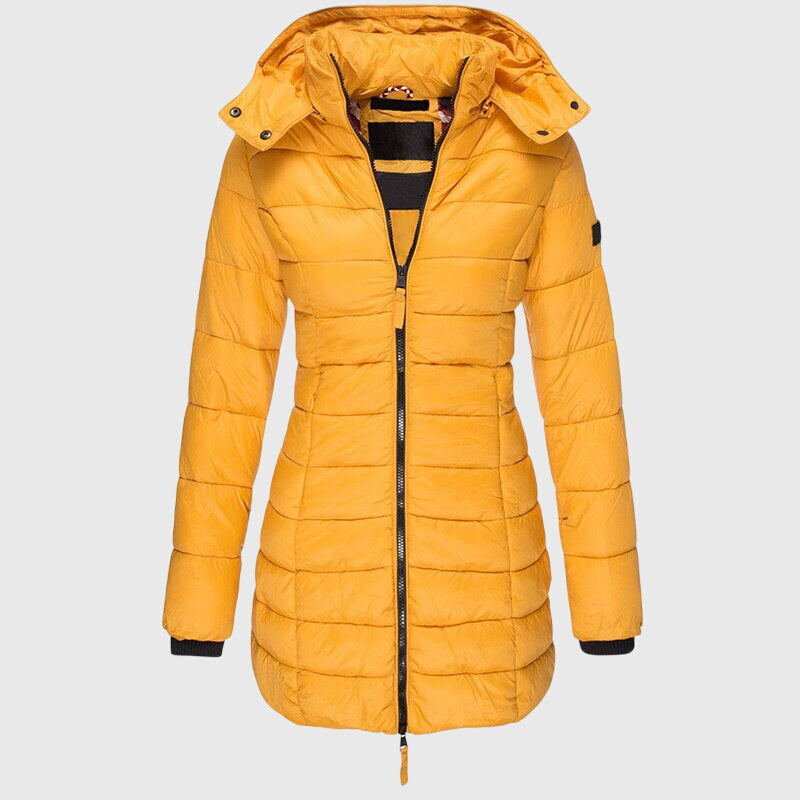 Bellamy | Women's Long Hooded Puffer Coat with Zip Front
