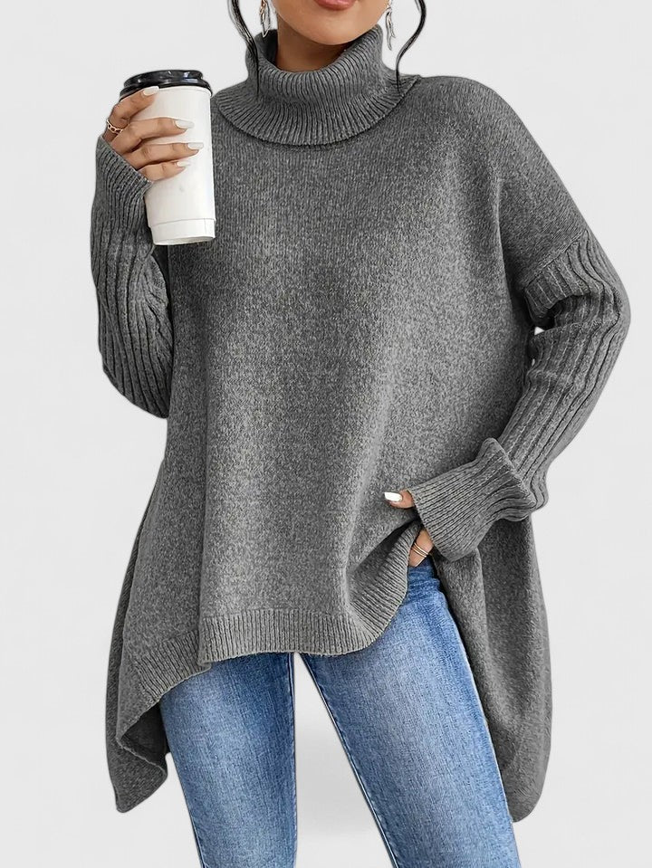 Marisette | Women's Asymmetric Hem Oversized Turtleneck Sweater