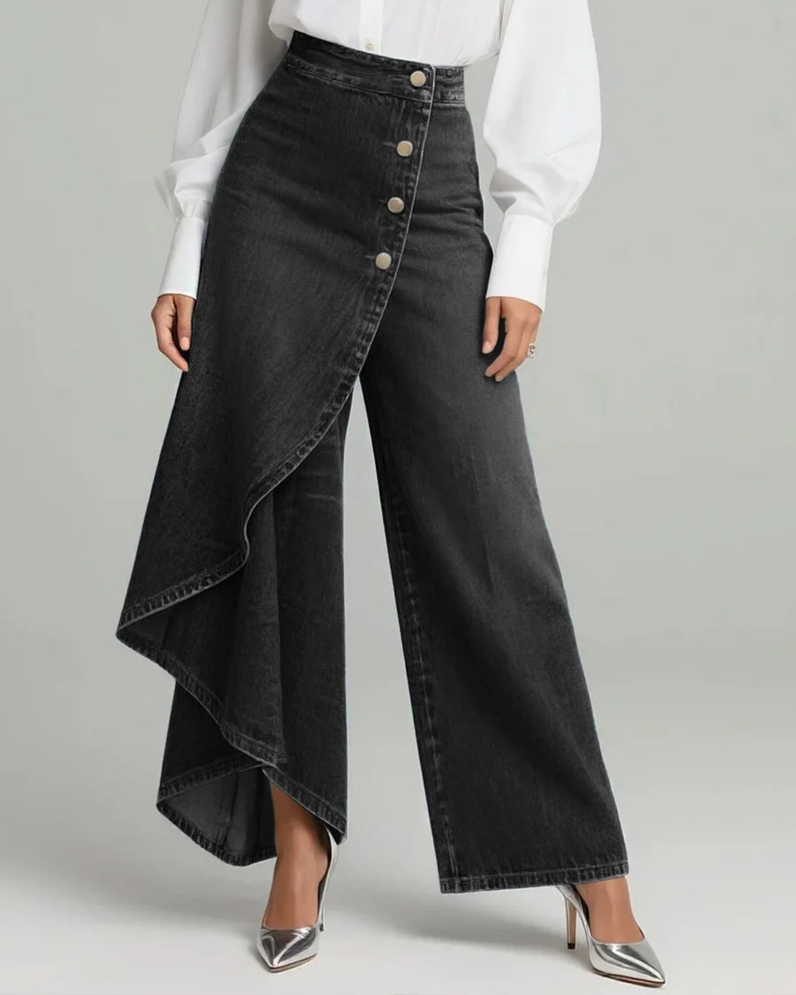 Ottilie | Women's High Waisted Wide Leg Wrap Jeans