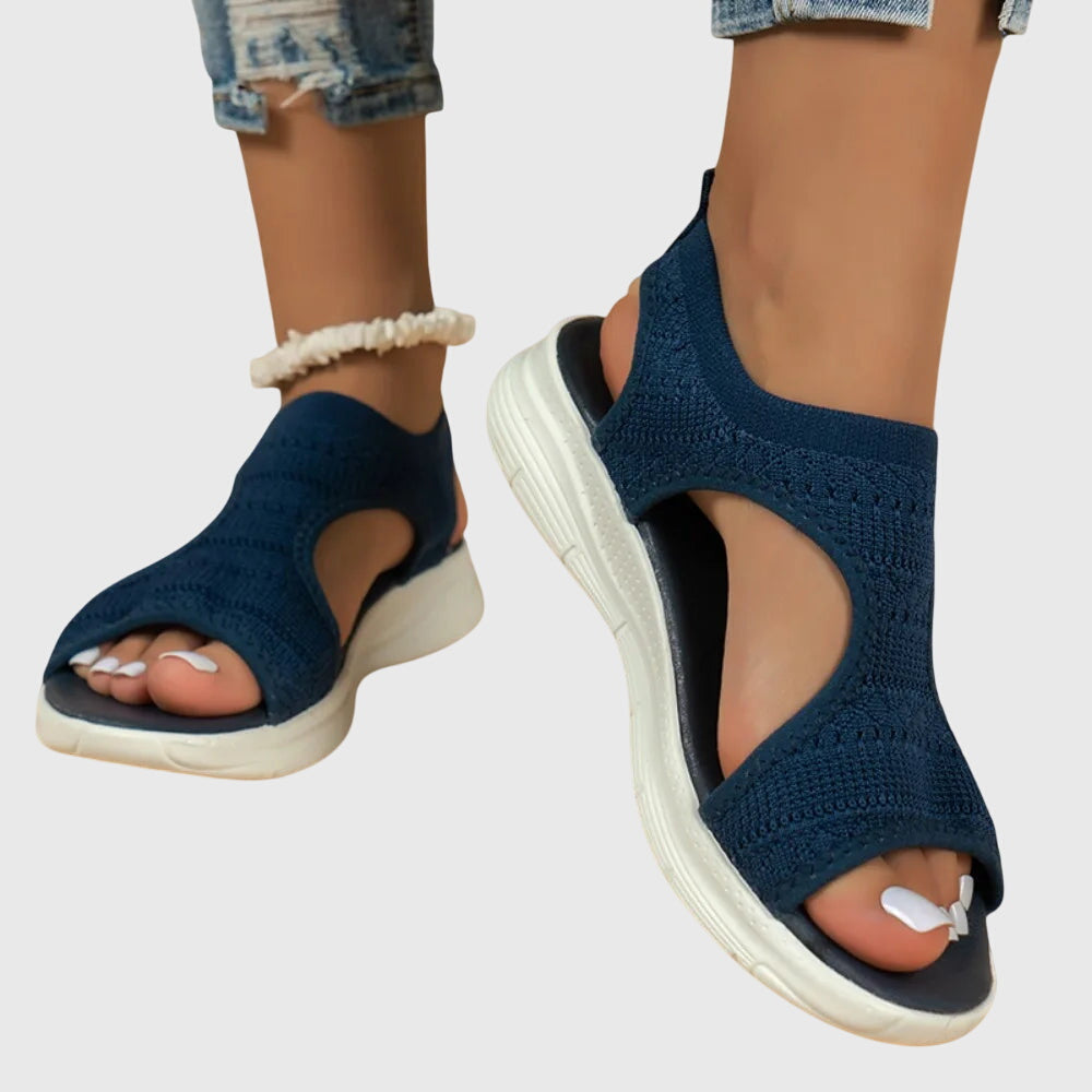 Knit Cut Out Peep Toe Lightweight Platform Sandal