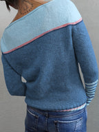 Ophelia | Women's Colorblock Sweater with Mismatched Striped Cuffs