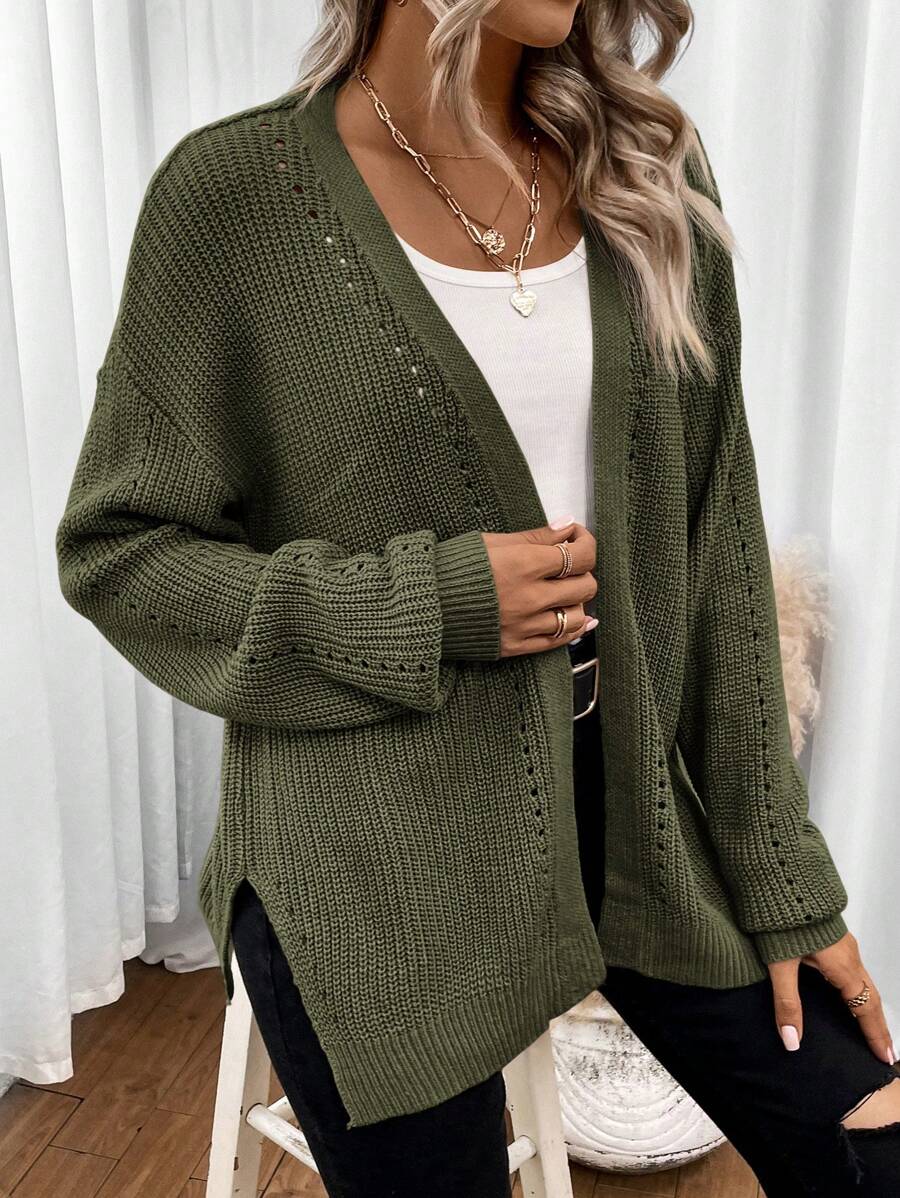 Cosima | Women's Pointelle Knit Cardigan with Dropped Shoulders