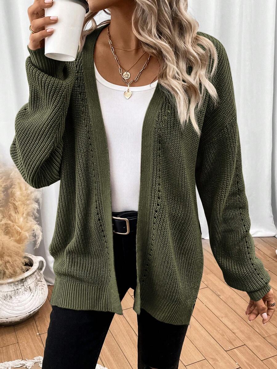 Cosima | Women's Pointelle Knit Cardigan with Dropped Shoulders