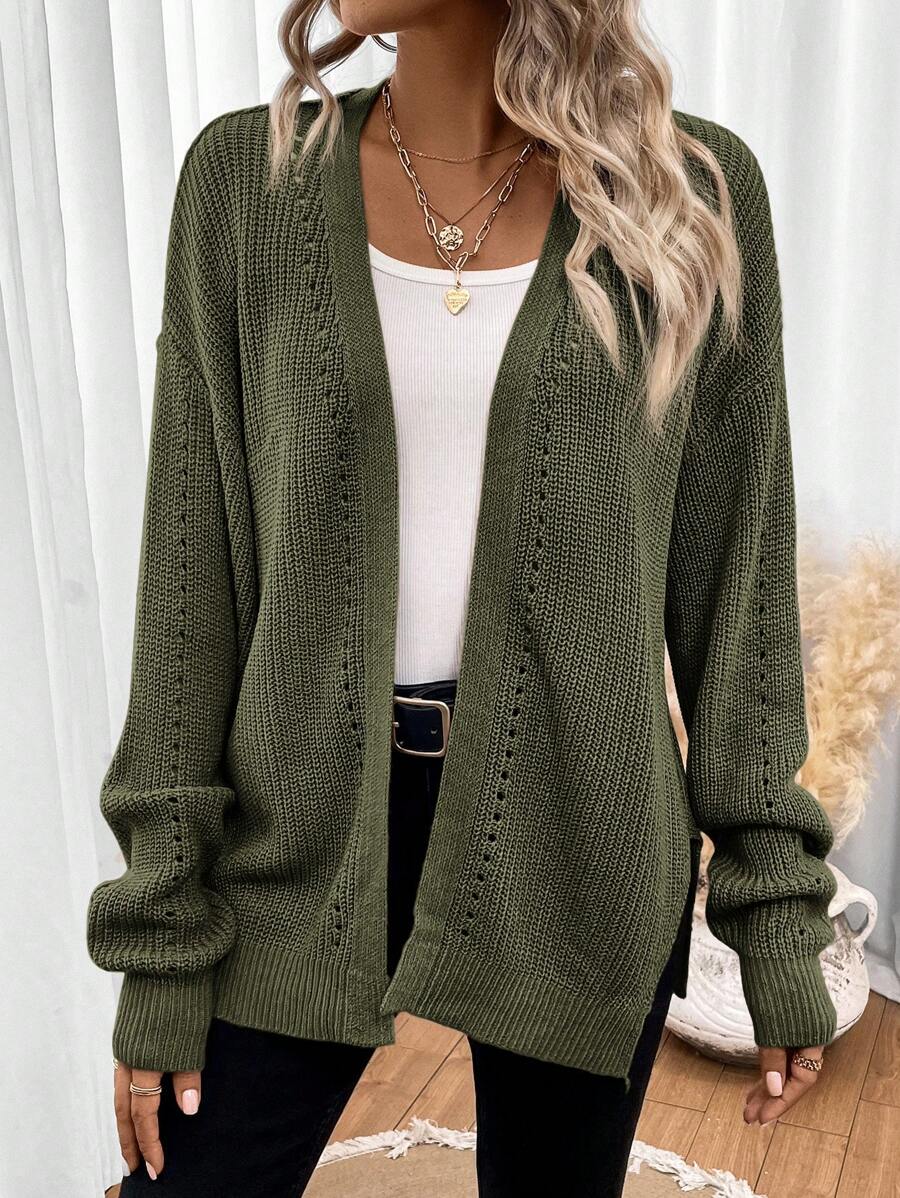Cosima | Women's Pointelle Knit Cardigan with Dropped Shoulders