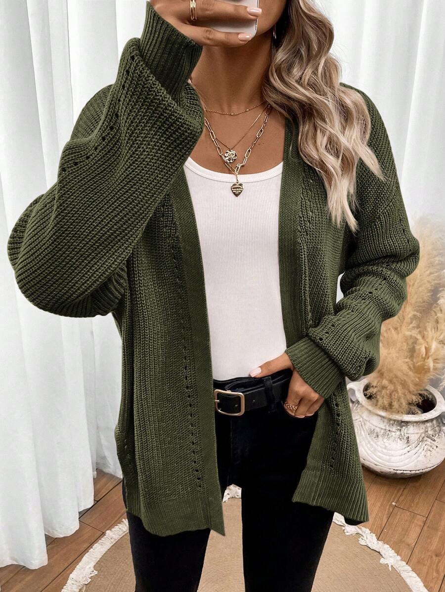 Cosima | Women's Pointelle Knit Cardigan with Dropped Shoulders