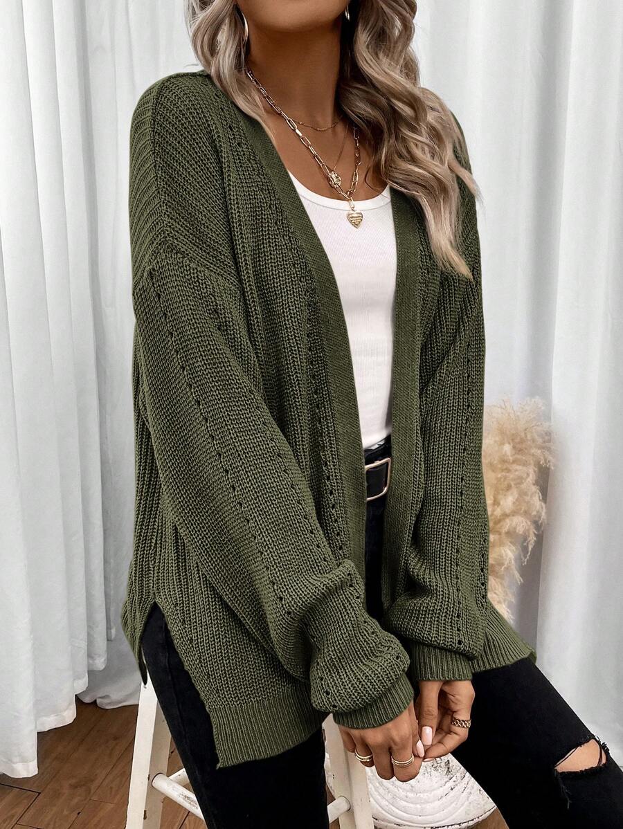 Cosima | Women's Pointelle Knit Cardigan with Dropped Shoulders