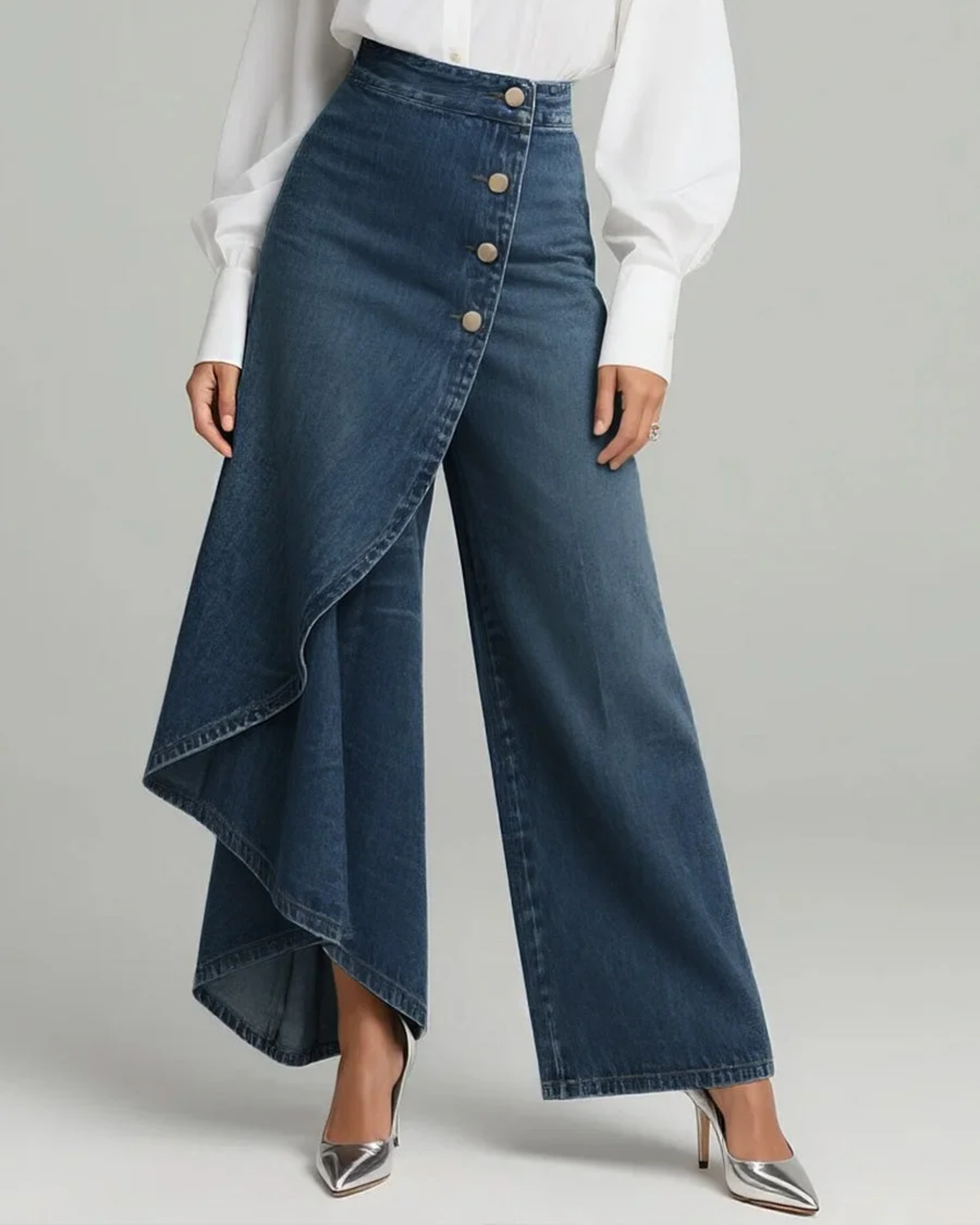 Ottilie | Women's High Waisted Wide Leg Wrap Jeans