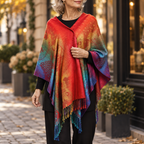 Sabrina | Women’s Feather Print Scarf with Tassels