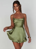 Fitted Ruched Tiered Mini Homecoming Dress
