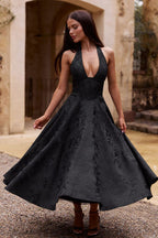 Jacquard Halterneck Homecoming Maxi Dress