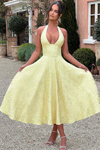 Jacquard Halterneck Homecoming Maxi Dress