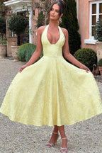 Jacquard Halterneck Homecoming Maxi Dress