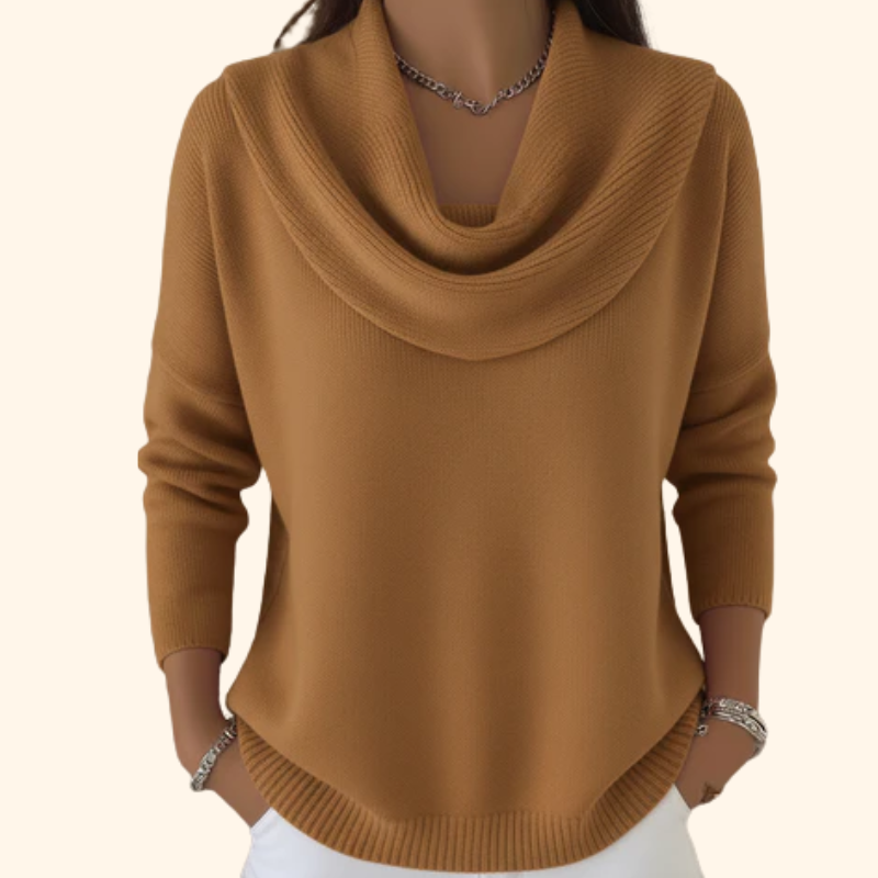 Marlowe | Women's Cowl Neck Sweater with Draped Collar