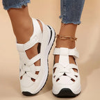 Woven Strap Velcro Back Chunky Platform Sandal