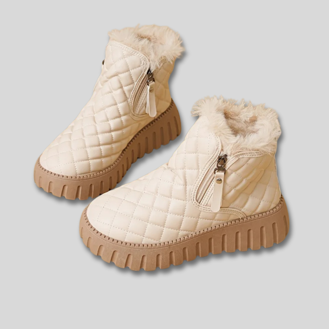 Wynonna | Women's Platform Winter Boots with a Quilted, Puffer-Style Upper