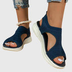 Knit Cut Out Peep Toe Lightweight Platform Sandal