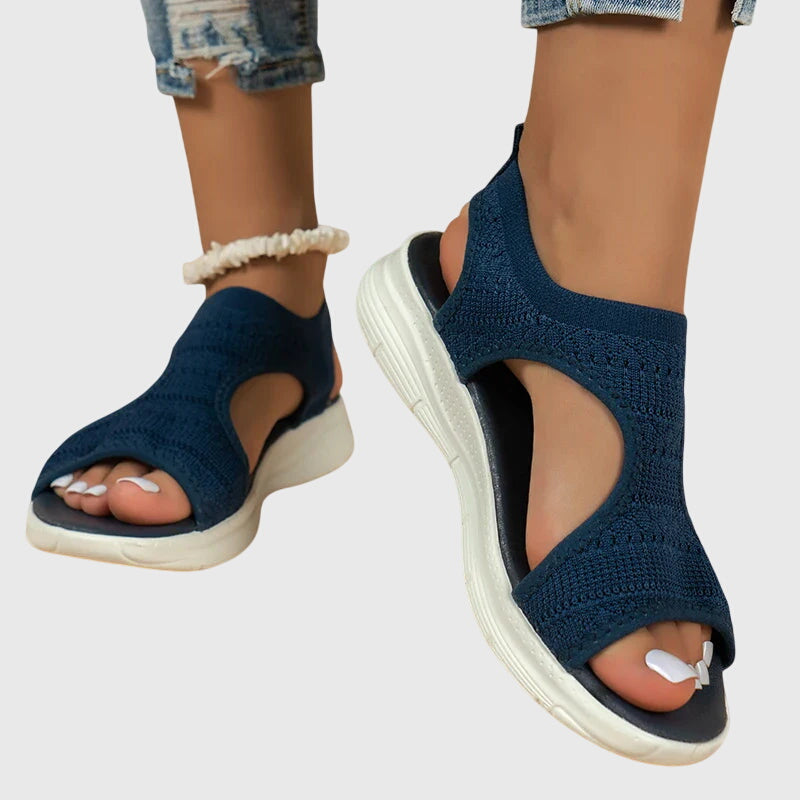 Knit Cut Out Peep Toe Lightweight Platform Sandal
