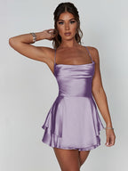 Fitted Ruched Tiered Mini Homecoming Dress