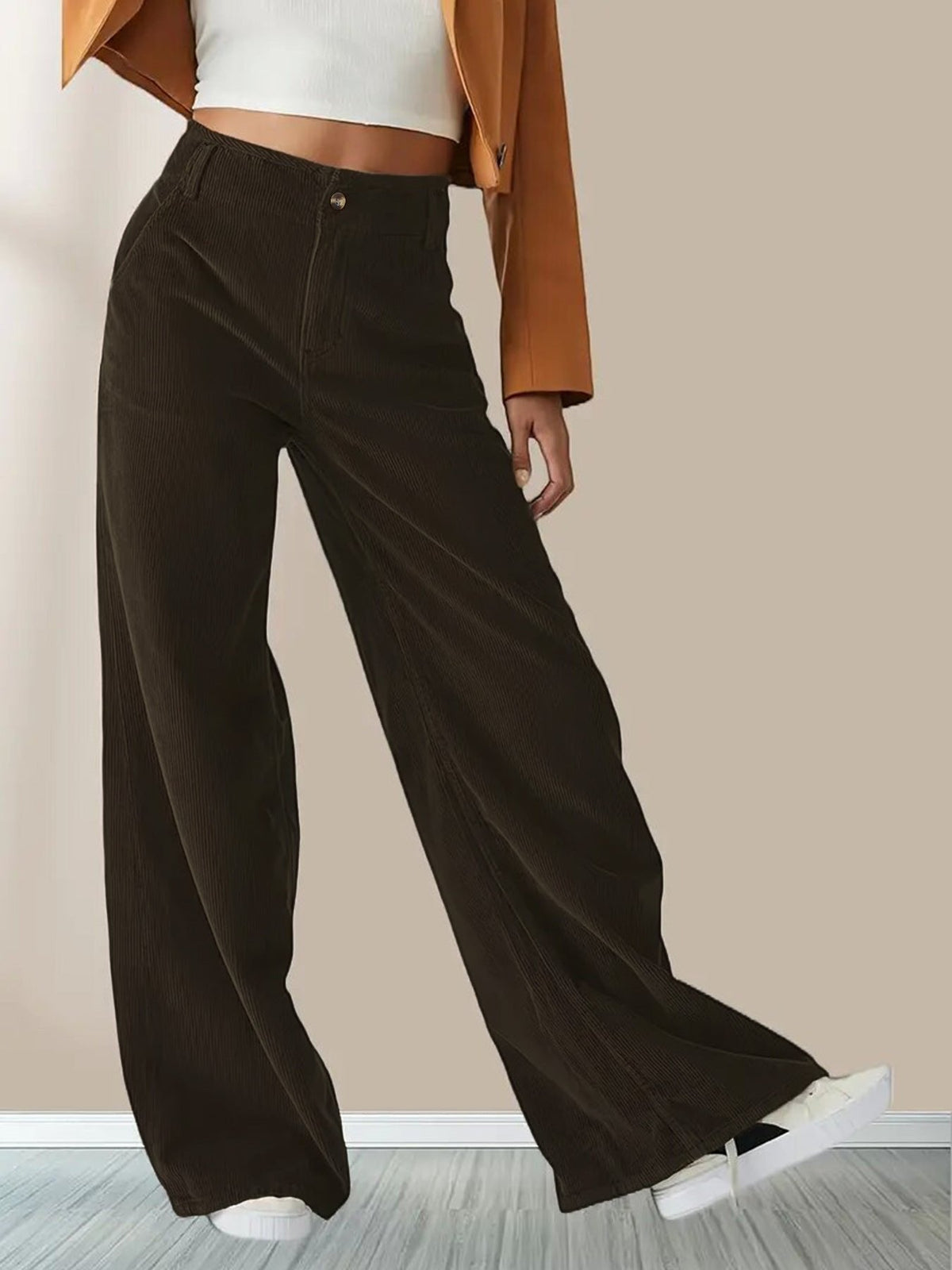 Bronwyn | Women's High Waisted Wide Leg Corduroy Pants