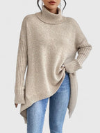 Marisette | Women's Asymmetric Hem Oversized Turtleneck Sweater