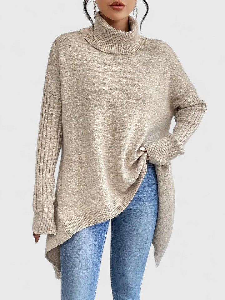 Marisette | Women's Asymmetric Hem Oversized Turtleneck Sweater
