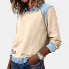 Marguerite | A Crew Neck Sweatshirt for Women, Finished with Denim Trim