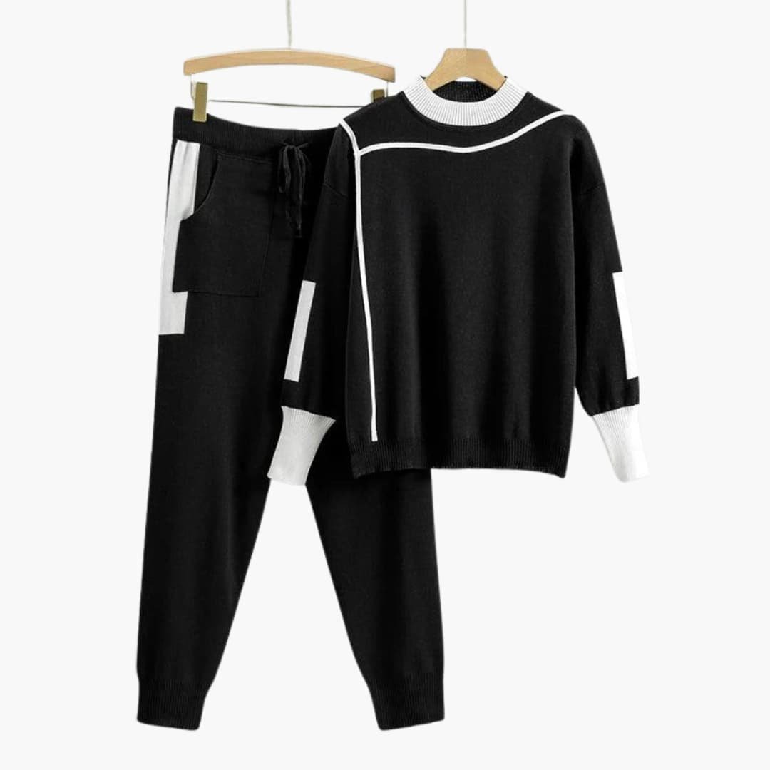 Cecilia | Women's Colorblock Crew Neck Sweater and Jogger Pants Set