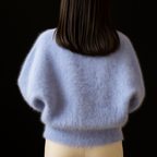 Alice | Women's Fuzzy Cropped Cardigan with Pearl Trim Edging