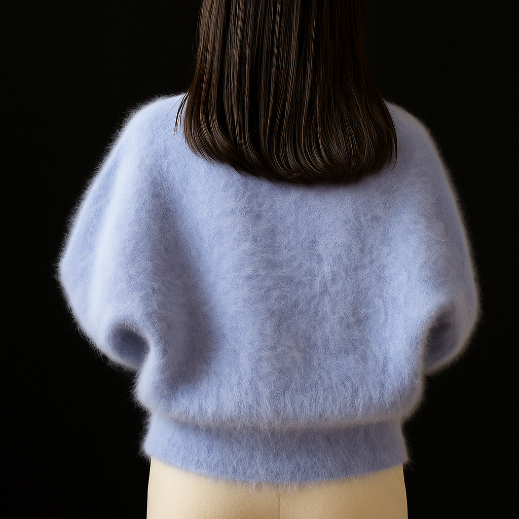 Alice | Women's Fuzzy Cropped Cardigan with Pearl Trim Edging