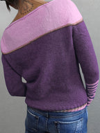 Ophelia | Women's Colorblock Sweater with Mismatched Striped Cuffs
