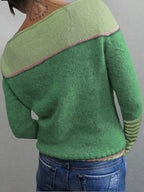 Ophelia | Women's Colorblock Sweater with Mismatched Striped Cuffs