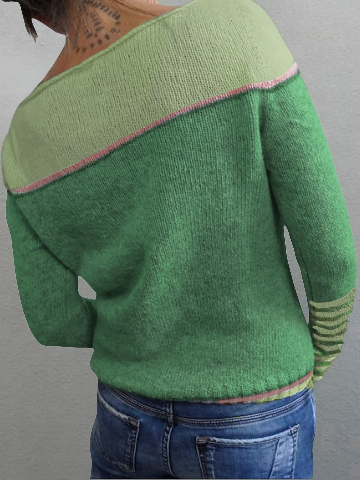 Ophelia | Women's Colorblock Sweater with Mismatched Striped Cuffs