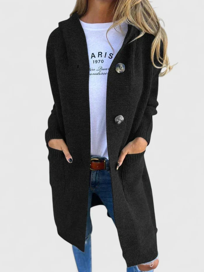 Nadia | Women's Longline Ribbed Duster Cardigan with Collar and Buttons