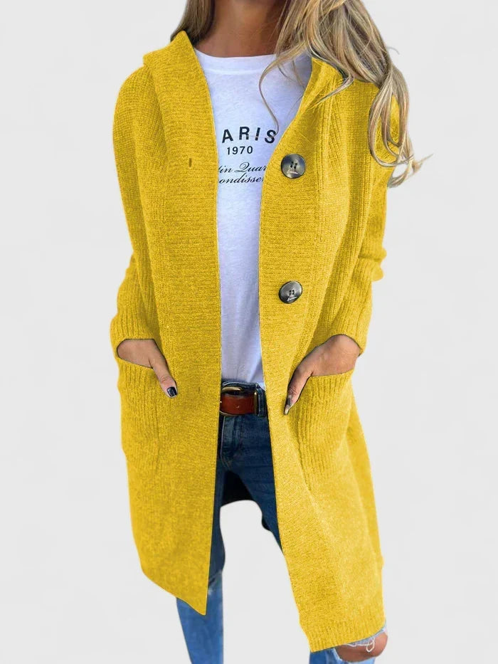 Nadia | Women's Longline Ribbed Duster Cardigan with Collar and Buttons