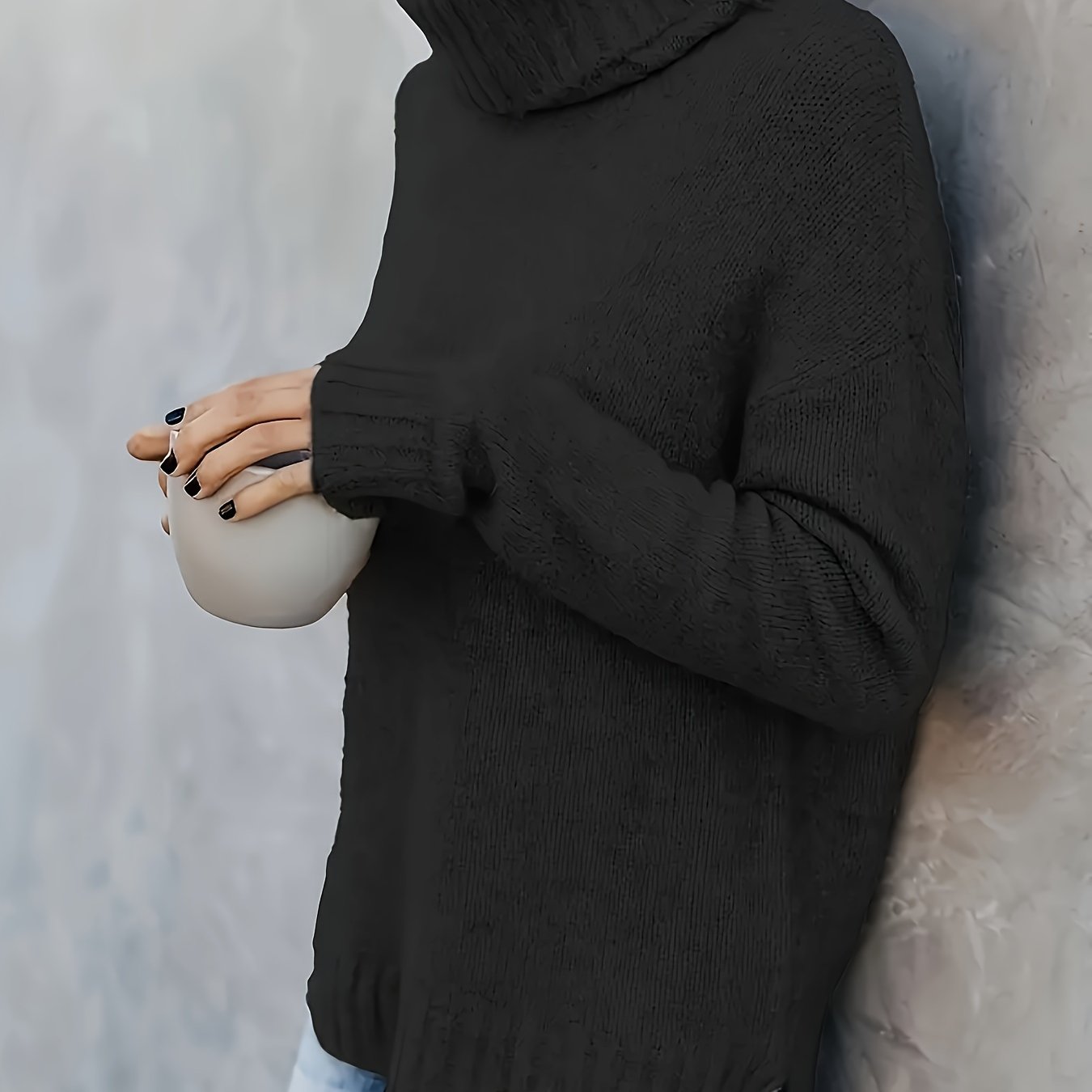 Isolde | Women's Cotton Turtleneck Sweater with Split Hem for Casual Fall Wear