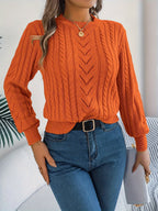 Elspeth | Women's Pointelle Cable Knit Crew Neck Sweater