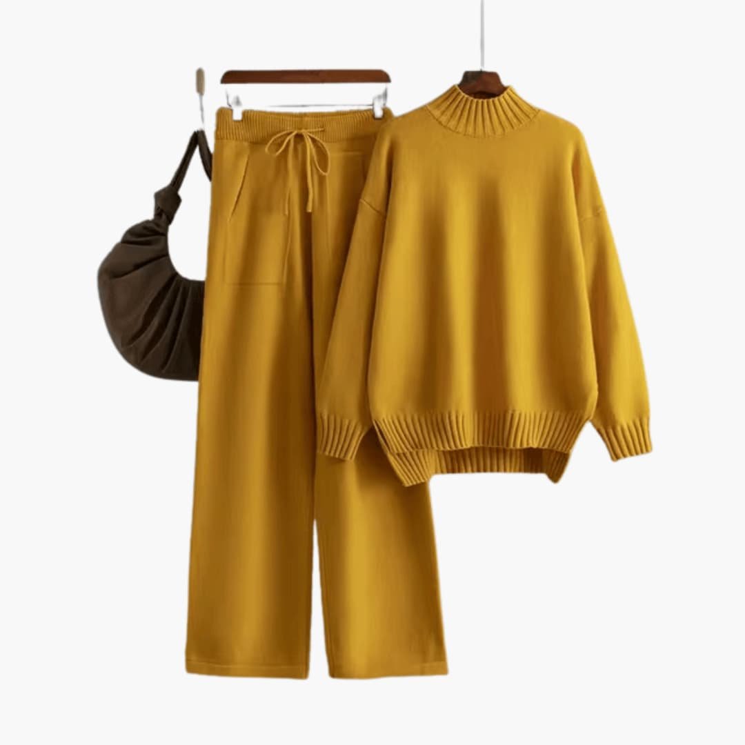 Philomena | Women's Wide Leg Pants and Mock Neck Sweater Two Piece Set